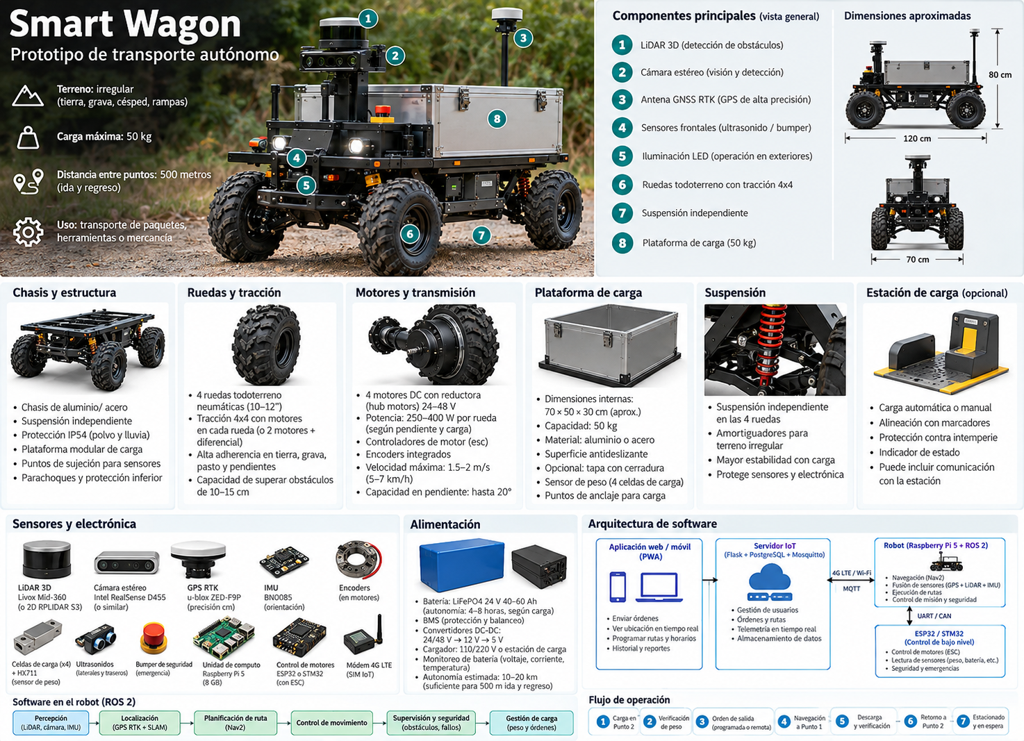 Diseño conceptual del Smart Wagon y sus componentes